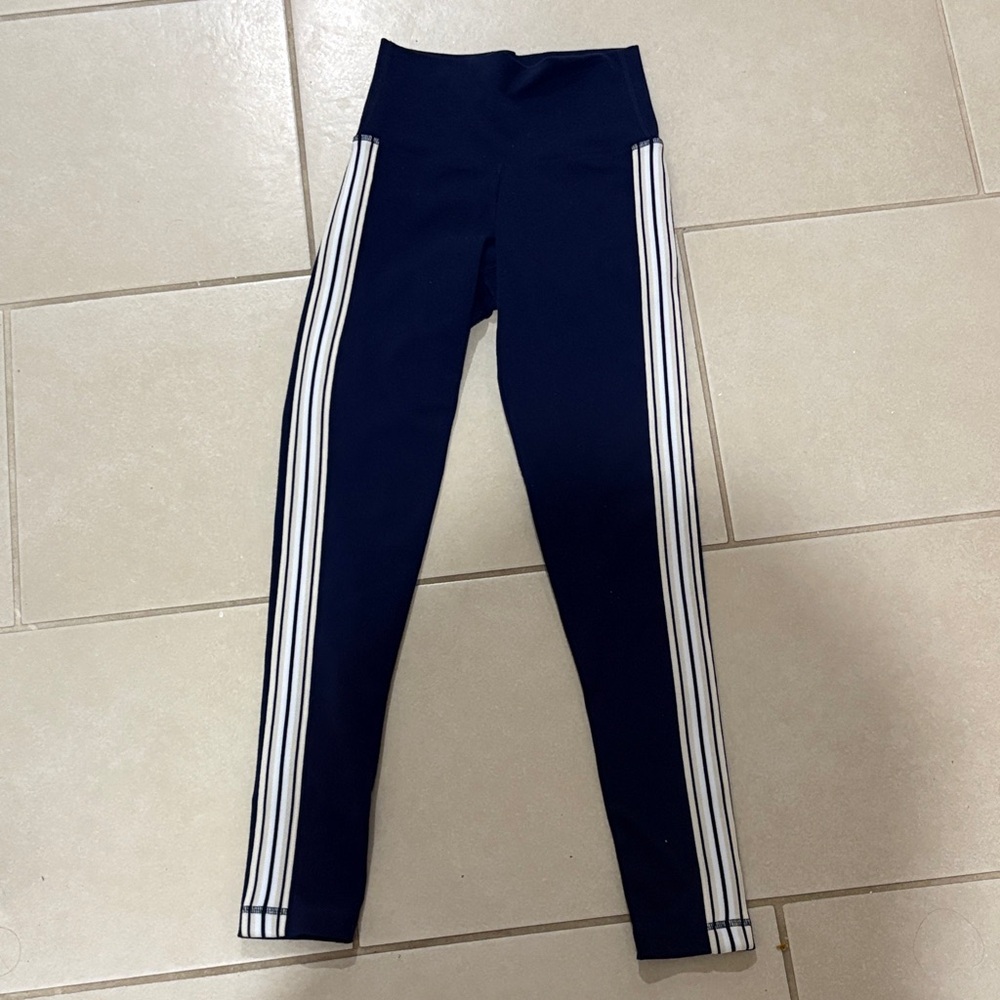 Tna by Aritzia Atmosphere HighRise Racing Stripe Leggings Navy/White Athleisure